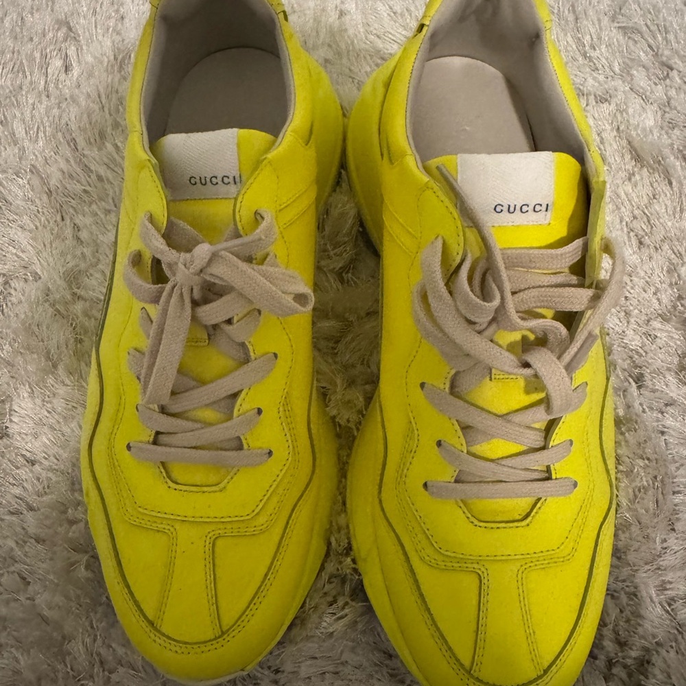 Men’s Gucci Vibrant Yellow Lace-Up Sneakers- excellent condition.